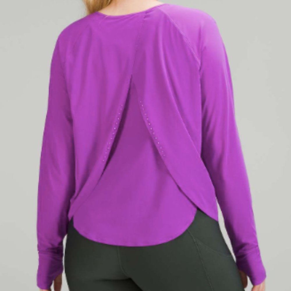 Lululemon UV Protection Running Long Sleeve Shirt Moonlit Magenta SZ 12